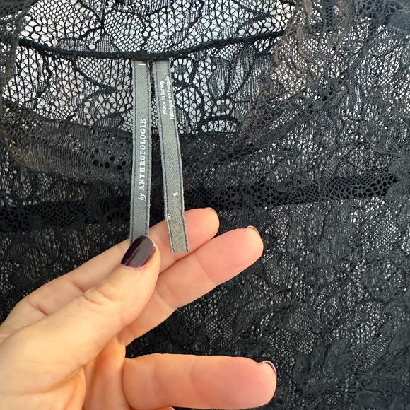 Anthropologie Sheer Black Lace Blouse - Picture 2 of 3